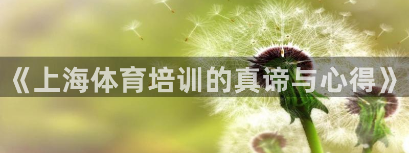 极悦平台安全吗：《上海体育培训的真谛与心得》